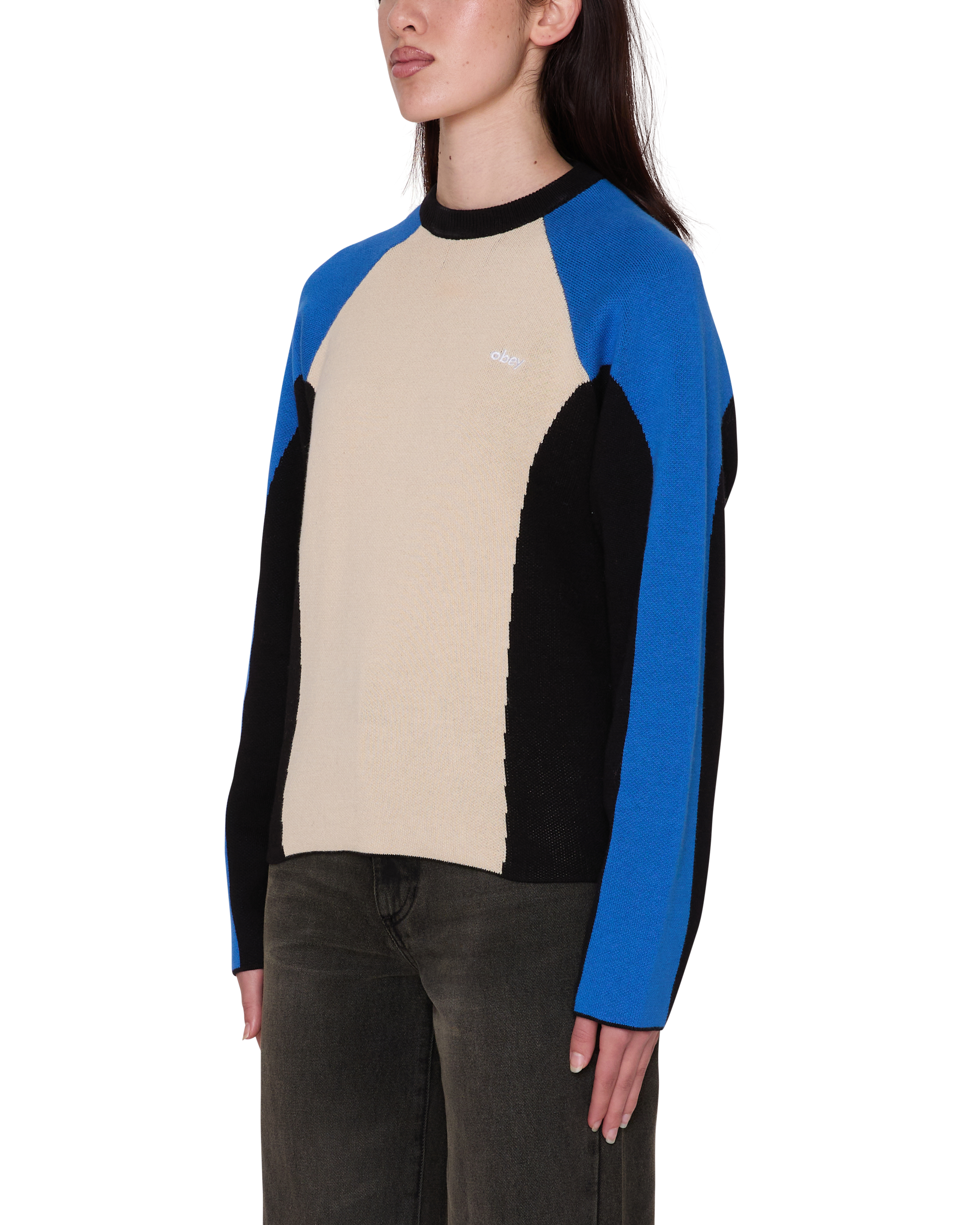 Obey Angie Crew Sweater Damen Colorblock Pullover cream multi
